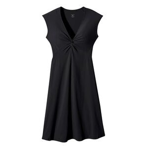 Patagonia Dress Women's Size Medium Black‎ Bandha Twist V-Neck Midi Stretch
